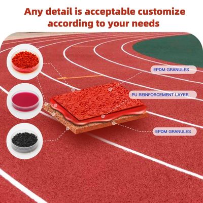 Cor personalizada Epdm Superfície de pista personalizada Espessura superior Choque climático Resistência ao deslizamento UV