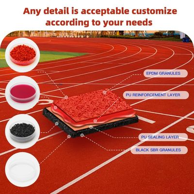 Pista de corrida de plástico de 13-25 mm com garantia de 10 anos para pista e campo