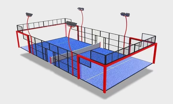 Compra em massa de quadra de padel panorâmica Superfície acrílica para quadra de padel Proteção UV Quintal Construção inovadora Sistema profissional com grades Quadra de paddle Padrão de competição Garantia de 8 anos