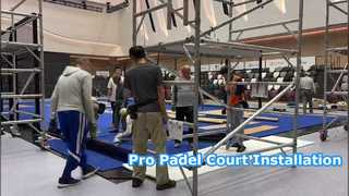 Processo profissional de instalação de grama artificial para quadra de padel